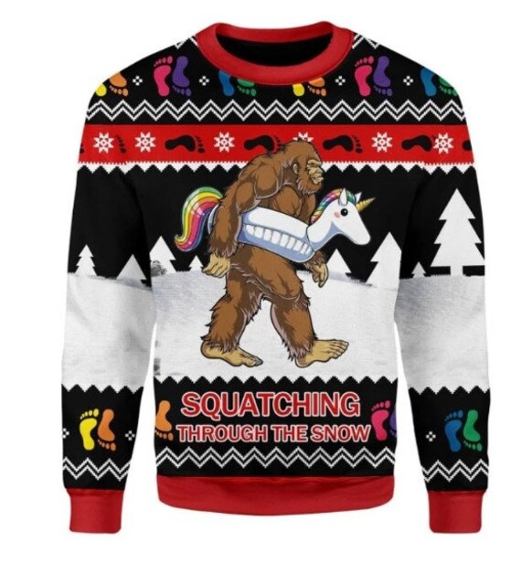 Bigfoot Ugly Christmas Sweater Xmas Sweater Sasquatch - Etsy