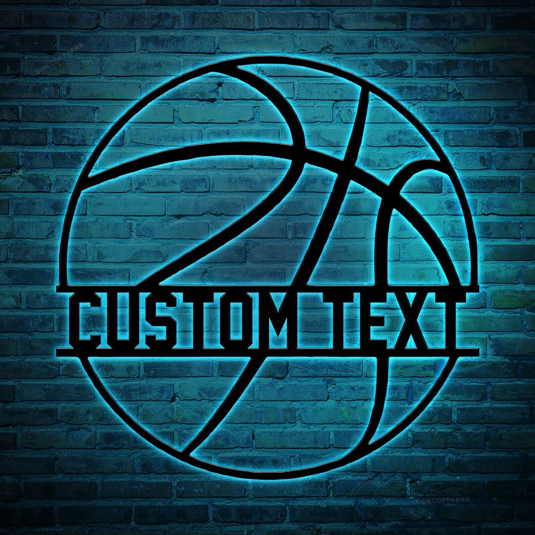 Basketball Metal Wall Art With LED Light Personalized Custom Etsy