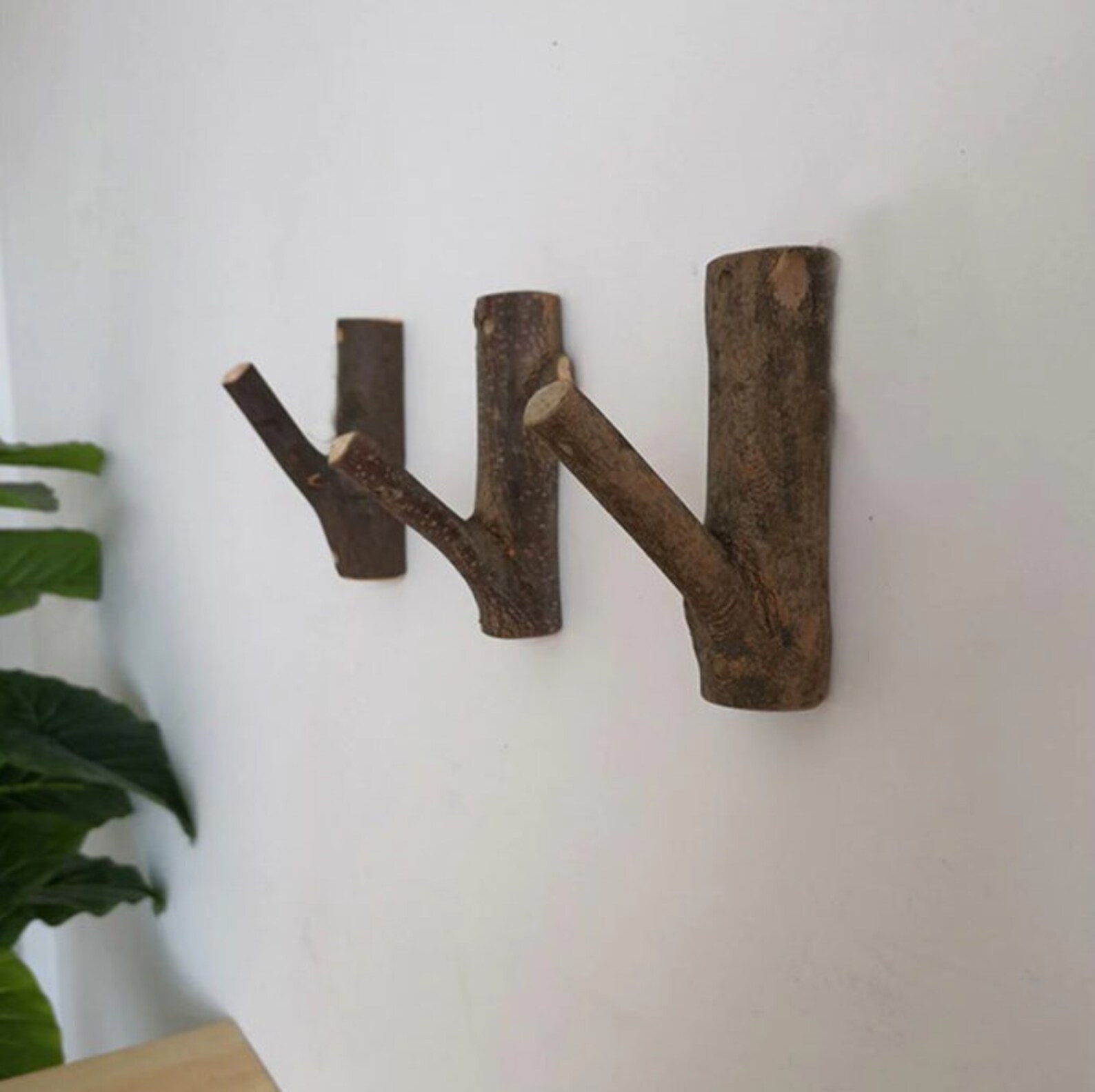 Set 4 Pcs Natural Wooden Wall Hanger Home Decor Wood Shelf Etsy