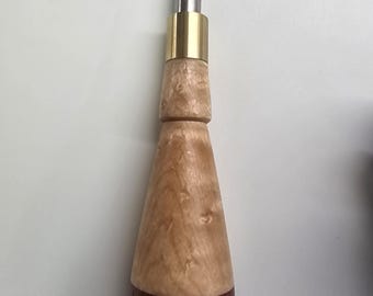 Handgedraaide schroevendraaier van esdoorn en Padauk