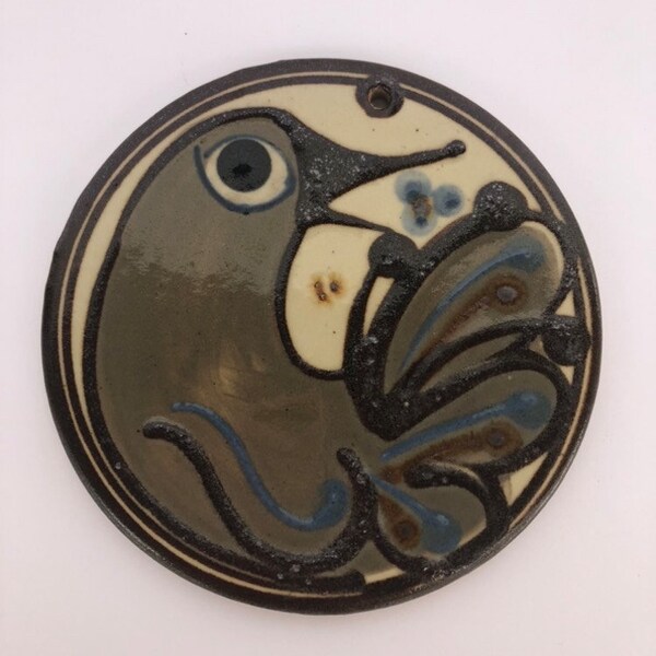 Danish MCM Heerwagen Art Pottery Bird Wall Plaque, Denmark 1977