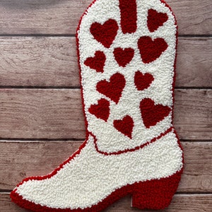 Mother's Day Gift, Tufted Wall Hanging, Punch Needle Wall Art, Cowgirl Cowboy Boot, Handmade New Western Boho Home Decor, image 3