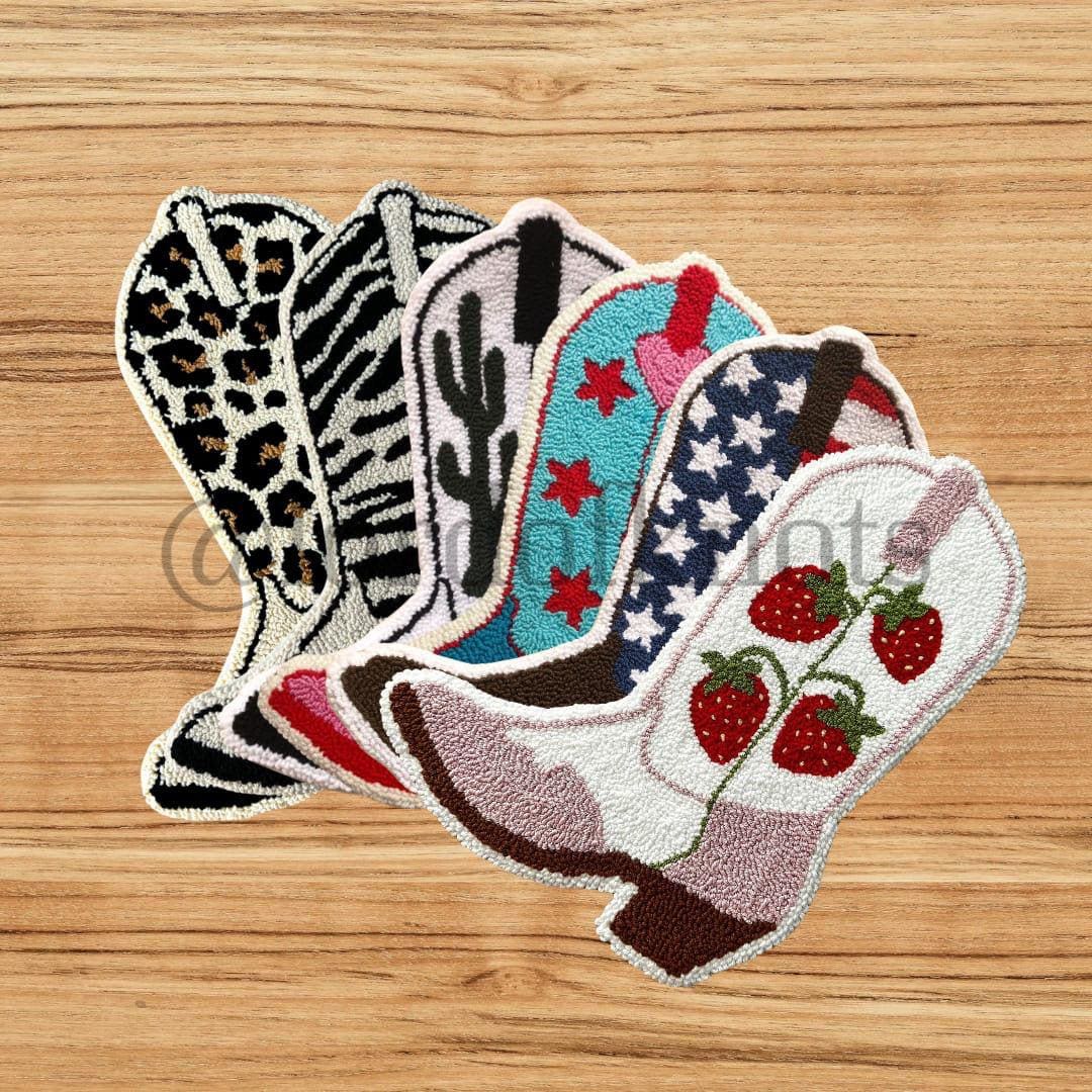 Tufted Wall Hanging, Punch Needle Wall Art, Cowgirl Cowboy Boot, Handmade New Western Boho Home Decor Gift