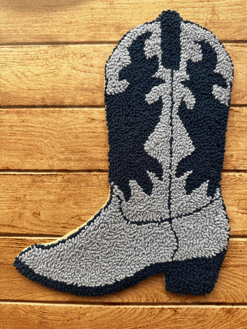 Mother's Day Gift, Tufted Wall Hanging, Punch Needle Wall Art, Cowgirl Cowboy Boot, Handmade New Western Boho Home Decor, image 2