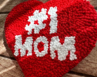 Mother's Day Gift, Best Mom, #1 Mother, Punch Needle Coasters, Handmade Mug Rug, Drink Coasters, Tufted Coasters