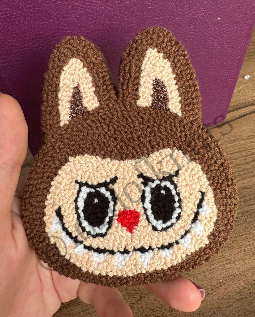 Labubu Rug Handmade Labubu Punch Needle Coaster, Cute Cartoon, Inspired Mug Rug ...