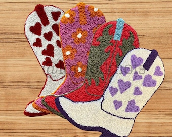 Tufted Cowgirl Boot Wall Hanging: Handmade Western Boho Decor
