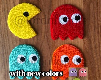 Punch Needle Coasters: Retro Arcade Game Mug Rugs, Set of 4