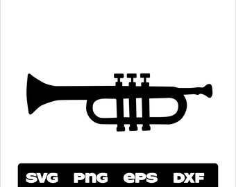 Paper Ephemera Trumpet SVG Silhouette Png Dxf & Eps Designs. Clipart ...