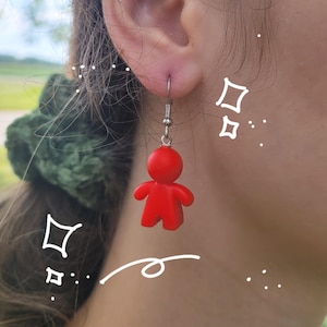 Fun Colorful People Charm Dangle Fishhook Earrings, Lightweight Earrings, Weird Shaped Earrings, Comes In Multiple Colors