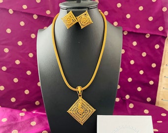 Haaram / Gold plated haar / Pendant necklace / Temple jewelry / Long necklace Indian real gold plated haram