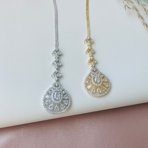 AD Maang Tikka | headpiece|  CZ gold plated maang tikka | Wedding jewelry | Rhodium plated AD maang tika