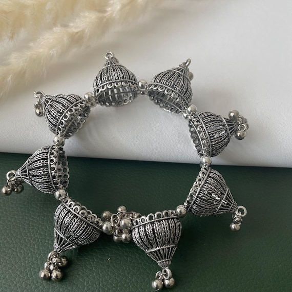 Oxidised ghungaroo openable bangles multiple patt… - image 6