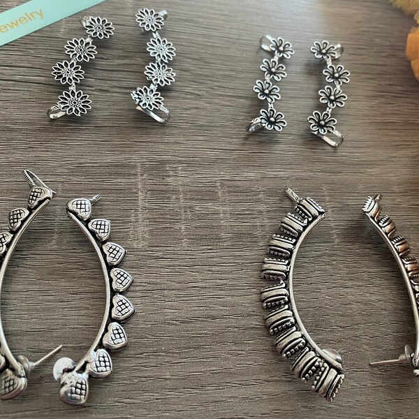 Oxidized Ear cuffs  | Indian oxidized earrings | Bollywood Earrings