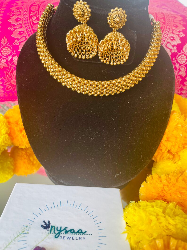 Traditional Indian Choker Necklace Gold Plated Maharashtrian Etsy