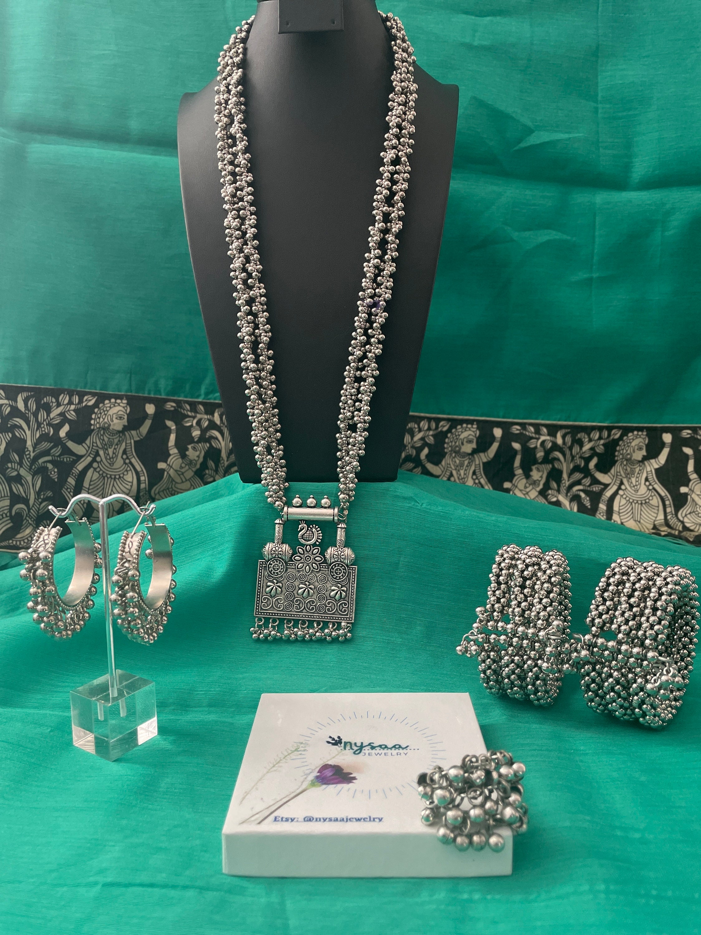 Oxidised jewellery set with bangles outlet