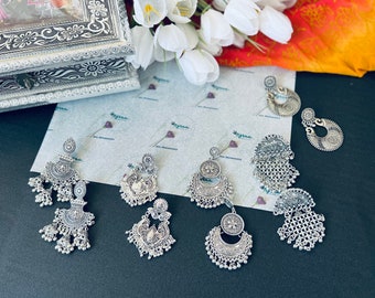 Oxidized | German silver| Bollywood | Indian | Festive | Navratri | Nauratri earrings | Oxidised