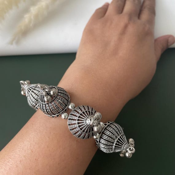 Oxidised ghungaroo openable bangles multiple patt… - image 8