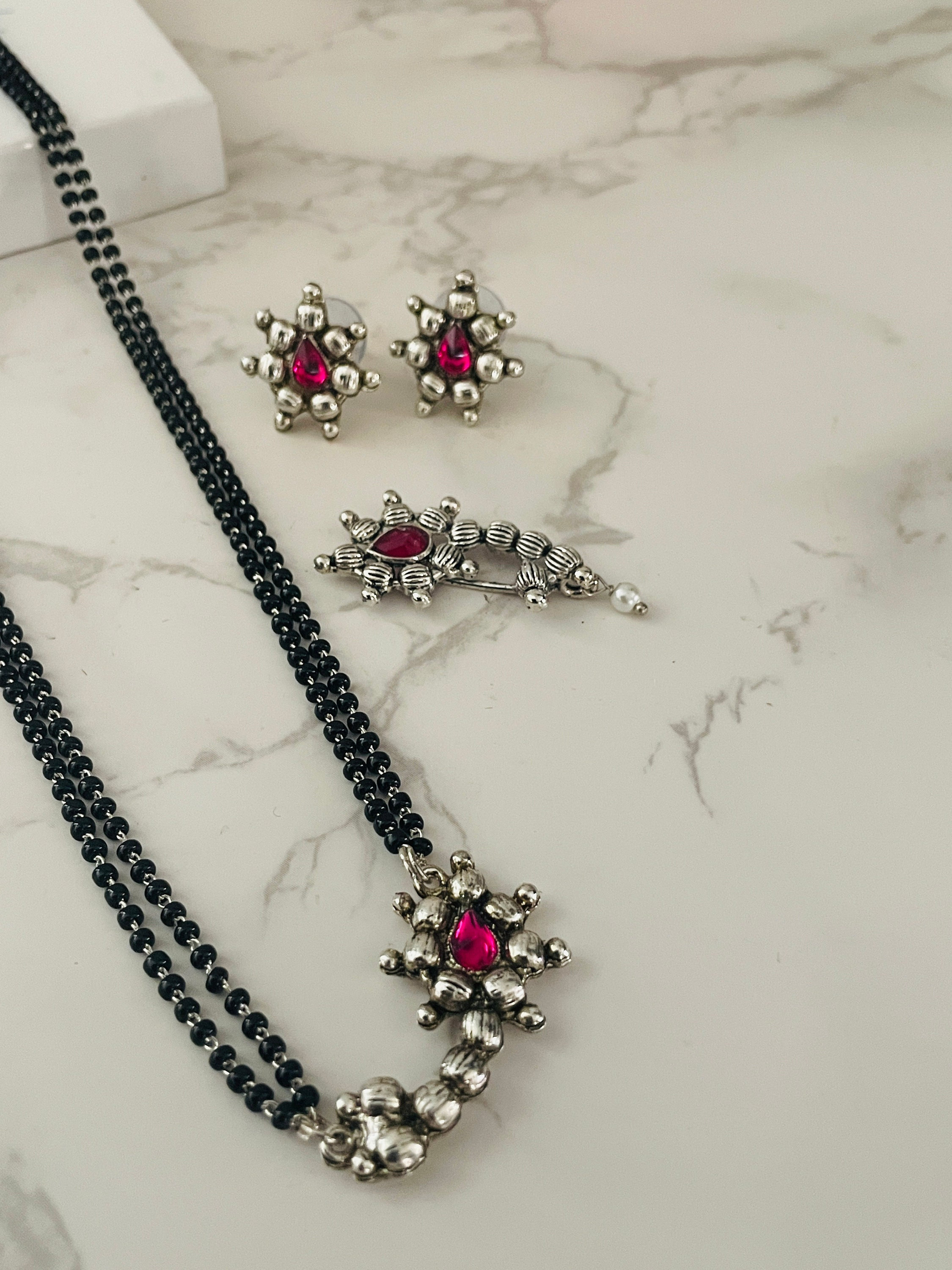 Oxidise Nath Manglsutra Set efficaceous Maherfashion Mumbai