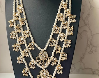 Restocked : 3 layered raanihaar | Faux pearl multilayer necklace | Pearl and kundan necklace | Multilayered