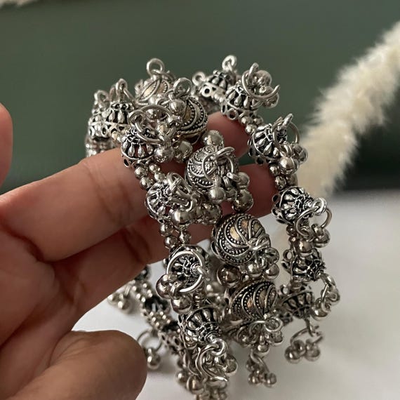 Oxidised ghungaroo openable bangles multiple patt… - image 2