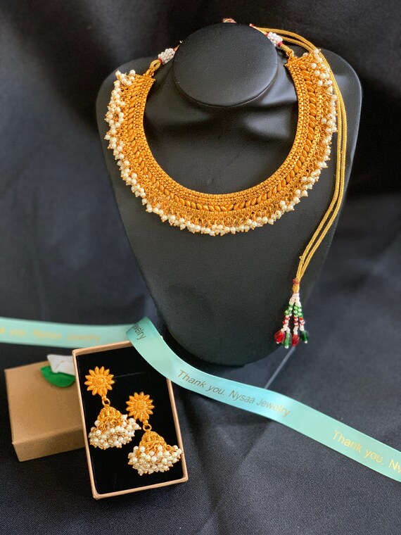 Guttapusalu Necklace Set Gold Choker 