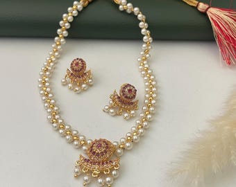 Maharashtrian moti liten pärlhalsbandsset