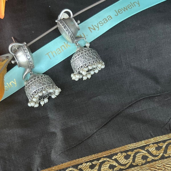 Oxidised long earrings Bollywood Earrings  Statement earrings  Oxidized Ethnic Party wear / Garba Oversized jhumkas  Jhumkas