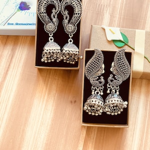 Peacock / Oxidized / German silver / Bollywood / Indian / Festive / Navratri / Nauratri earrings / Oxidised