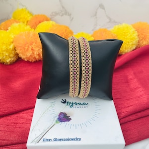 Indian Gold Plated bangles with Ruby gems | Gold Plated lightweight bangles I Indian Gold Plated Jewelry  Indian Wedding Jewelry