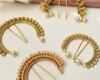 Antique Gold Plated Khopa: Maharashtrian Hair Bun Accessory