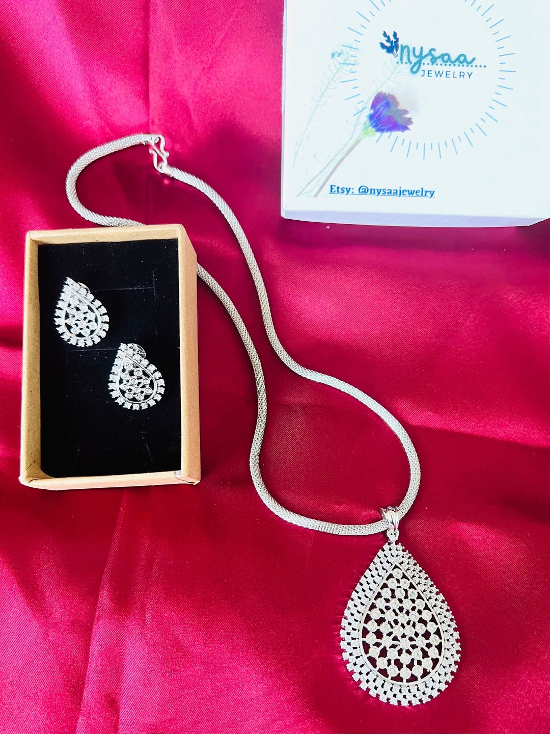 Gold Plated Pendant Necklace With Earrings 18k Gold Micron Etsy