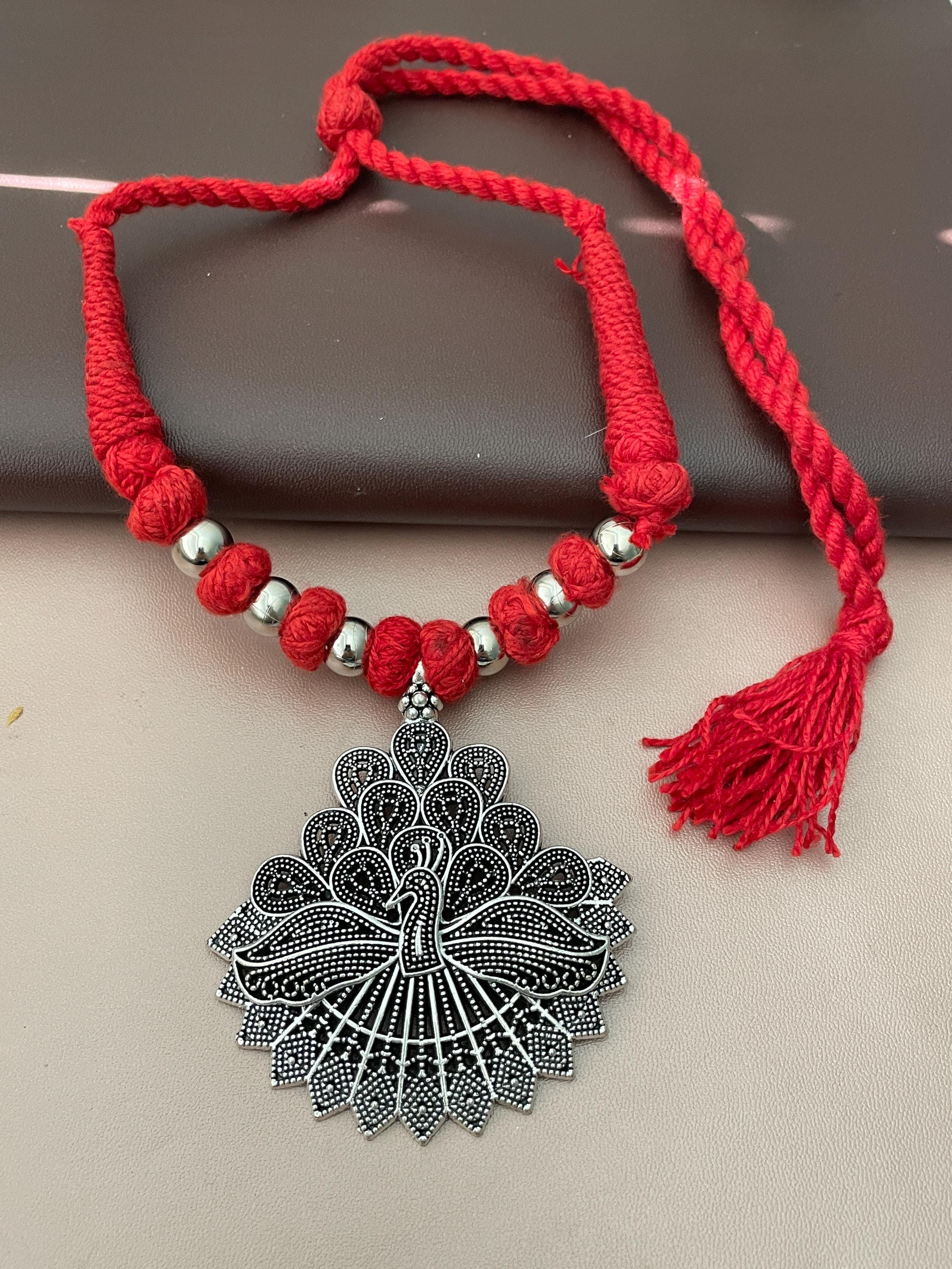 Oxidized Jewelry With Red Thread Etsy