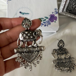 Oxidized, Ethnic earrings, Trendy, German silver, Bollywood, Indian, Festive, Navratri, Nauratri earrings