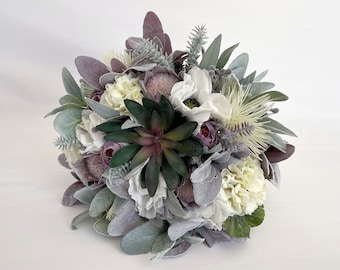 Dusty Purple Artificial Silk - Bridal Wedding Bouquet