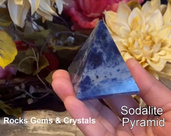 Sodallite Stone Pyramid Gemstone Reiki Healing Spiritual Energy Generator