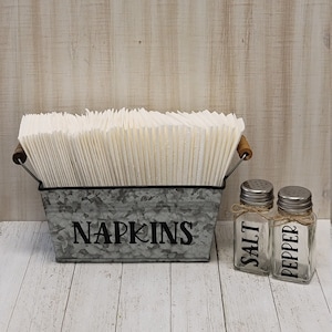 Napkin Holder, Paper Napkin Holder, Salt and Pepper Shakers, Napkin Tray, Farmhouse Decor, Farmhouse Table Decor