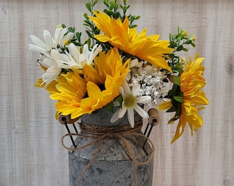 Arreglo de girasoles, Centro de mesa de girasoles, Regalos para ella, Regalos para mamá, Cocina rústica, Decoración rústica, Decoración de girasoles