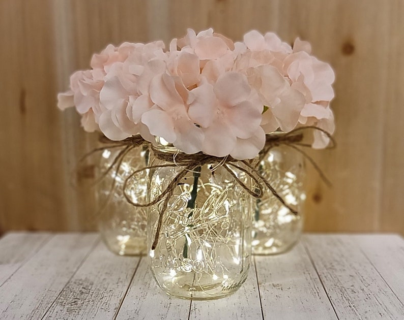 Lighted Mason Jar Centerpiece, Wedding Centerpiece, Table Centerpiece, Mason jars with lights,  Wedding Decor, Farmhouse Wedding