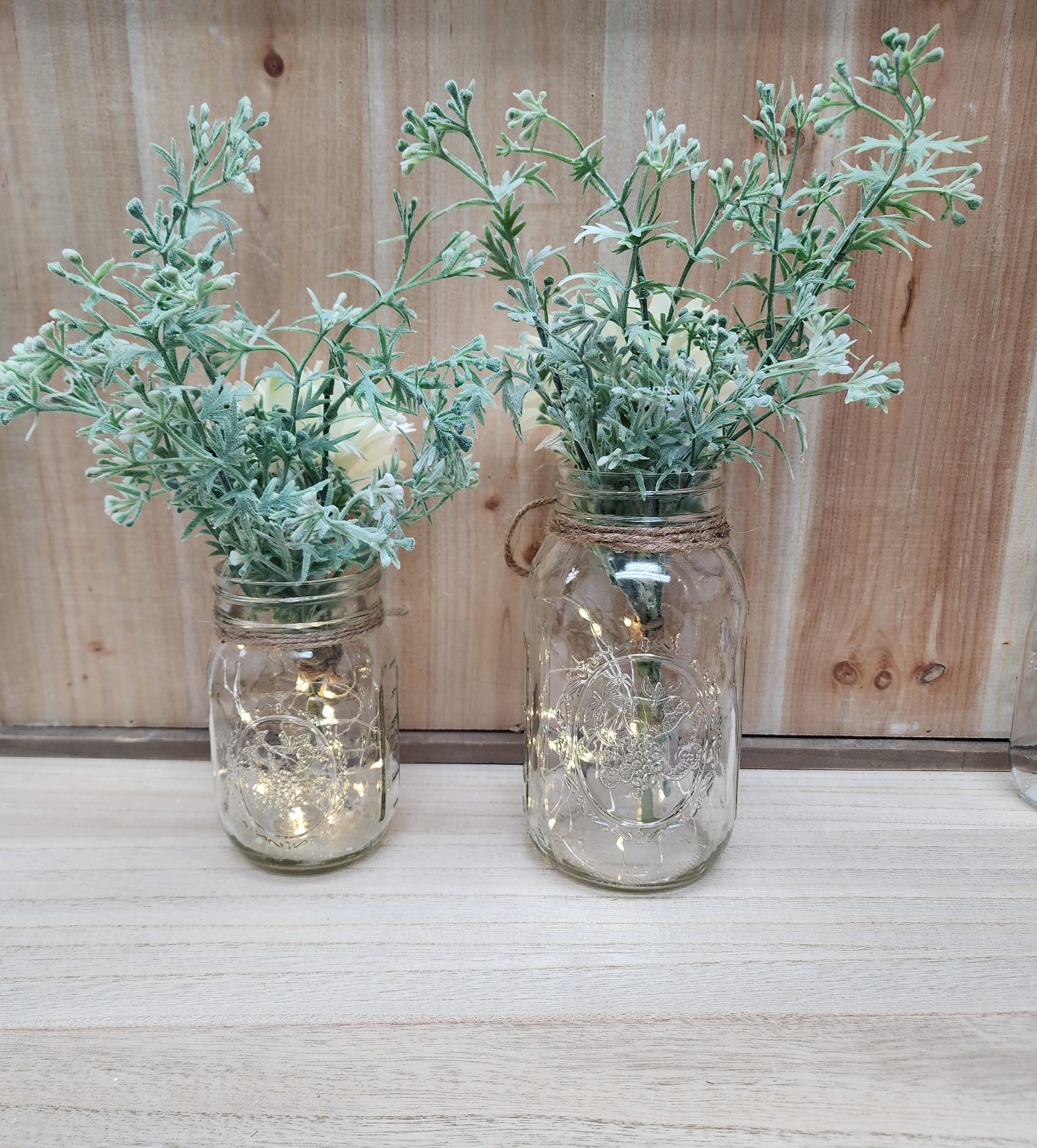 Lavender and Eucalyptus Lighted Mason Jar Centerpiece, Wedding