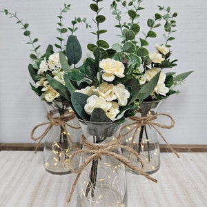 Ivory Mini Rose Lighted Bud Vase, Wedding Centerpiece, Event Centerpiece, Wedding Decor, Farmhouse Wedding, Shower Decorations