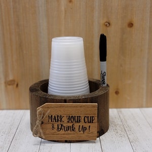 Solo Cup Holder with Sharpie - It holds your solo cups all party long