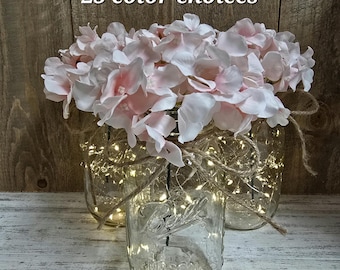 Pink Premium Hydrangea Lighted Mason Jar Centerpiece, Wedding Decor, Baby Shower, Bridal Shower, Graduation, Celebration, Corporate Event