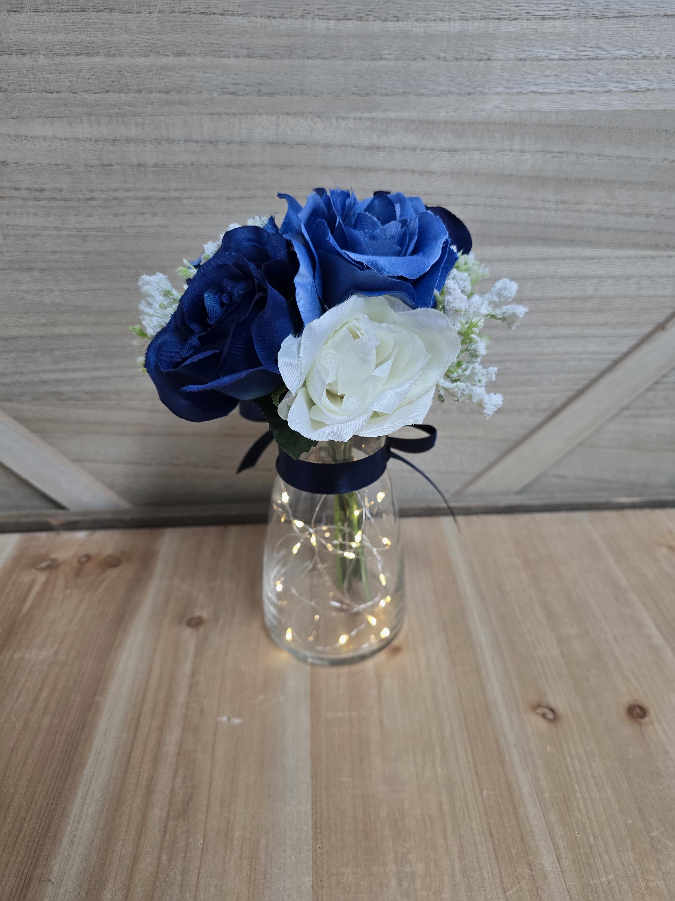 Blue Rose Lighted Table Centerpiece, Wedding Centerpiece, Bridal 