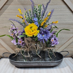 Spring table Centerpiece, Farmhouse Centerpiece, Farmhouse Decor, Rustic Table Decor, Kitchen Island Centerpiece, Mother&#39;s Day Gift