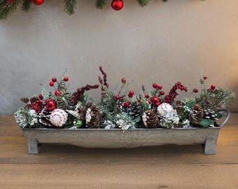 Christmas Centerpiece, Winter Arrangement, Winter Table Decor, Holiday Table Centerpiece, Home, Floral, Gift, Mantle, Holiday, Christmas