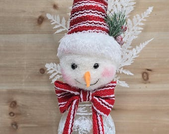 Snowman Winter Wonderland Mason Jar, Christmas Centerpiece, Holiday Party Event Decor, Seasonal Gift