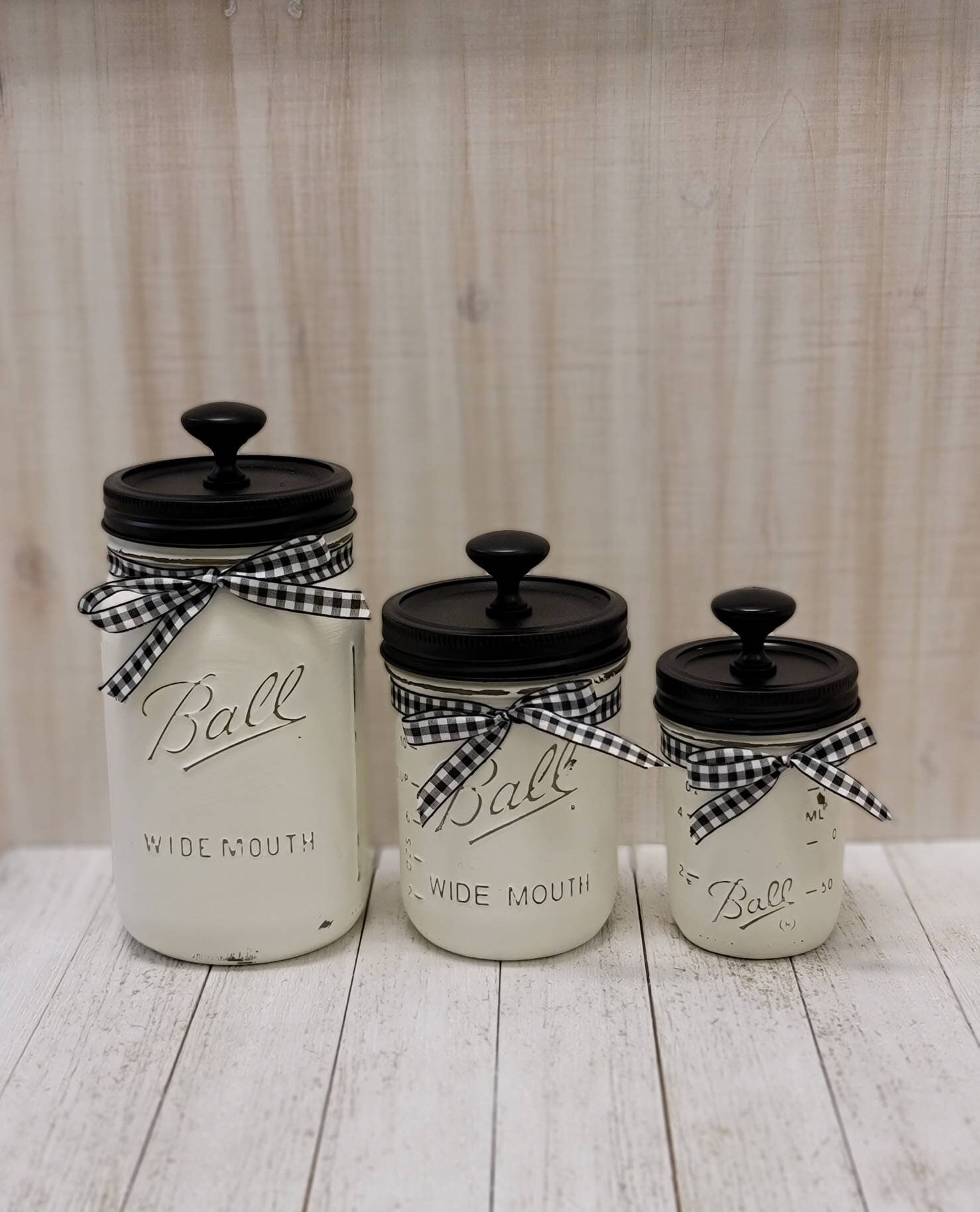 Kitchen Canister Set Mason Jar Canister Set Painted Mason - Etsy