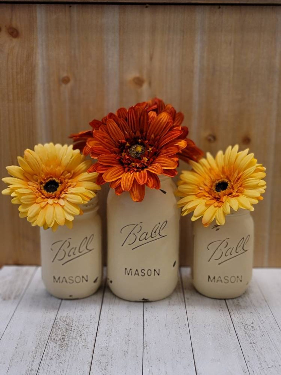 Painted Mason Jar Farmhouse Decor Rustic Decor Ball Mason Etsy