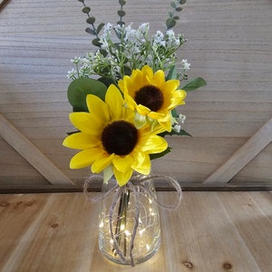 Sunflower and Babies Breath Lighted Bud Vase, Wedding Centerpiece, Event Centerpiece, Wedding Decor, Farmhouse Wedding, Shower Decorations image 4